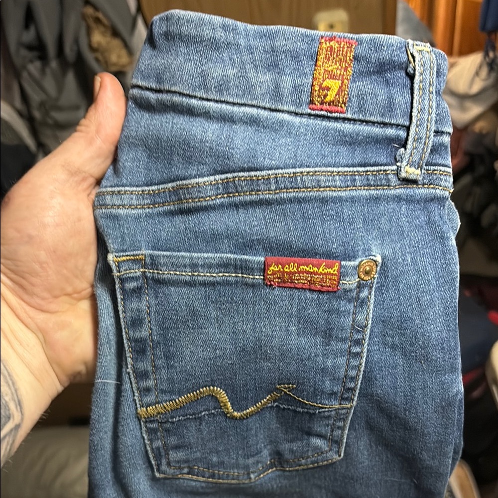 7 For All Mankind Blue Boot Cut Jeans Premium Denim
